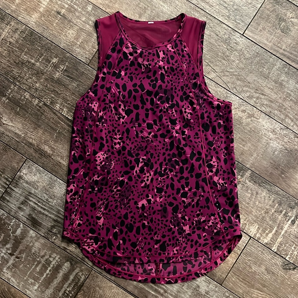 LULULEMON Sculpt Tank Top Cheetah Camo Magenta Purple Multi Magenta Purple Sz 10